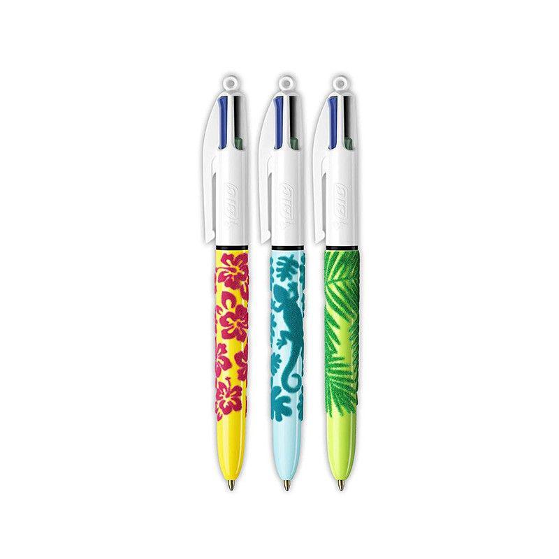 BIC 4 Colours Velours ha inchiostro blu, rosso, verde e nero con una trama  vellutata e temi selvaggi